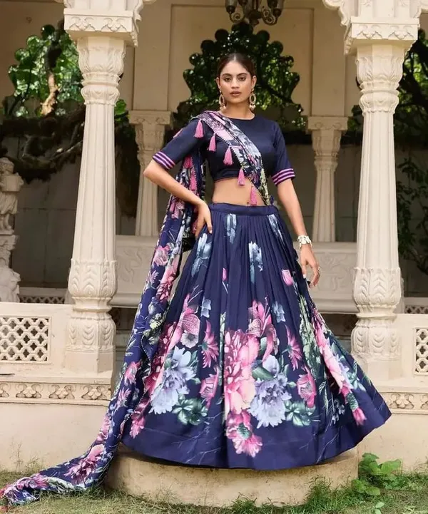 Designer_Navy_Blue_Floral_Print_Dola_Silk_Digital_Print_Festive_Lehenga_Choli_For_Women