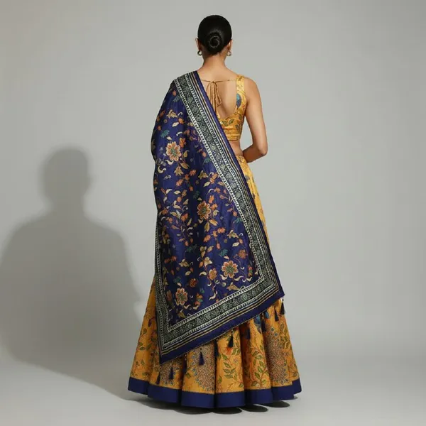 Designer_Mustard_Yellow_Figurative_Print_with_Border_Dola_Silk_Digital_Print_Festive_Lehenga_Choli_For_Women