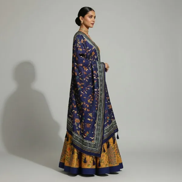 Designer_Mustard_Yellow_Figurative_Print_with_Border_Dola_Silk_Digital_Print_Festive_Lehenga_Choli_For_Women