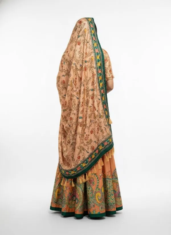 Designer_Light_Orange_Figurative_Print_with_Border_Dola_Silk_Digital_Print_Festive_Lehenga_Choli_For_Women