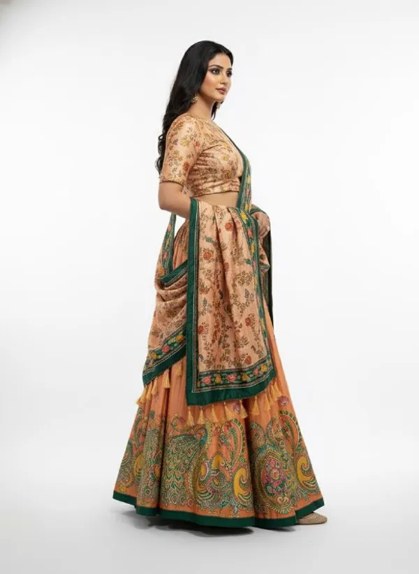 Designer_Light_Orange_Figurative_Print_with_Border_Dola_Silk_Digital_Print_Festive_Lehenga_Choli_For_Women