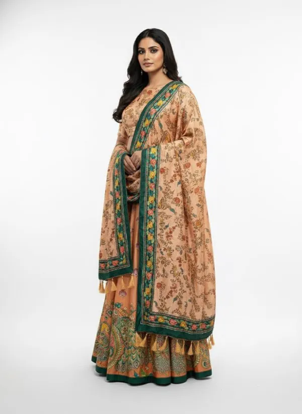 Designer_Light_Orange_Figurative_Print_with_Border_Dola_Silk_Digital_Print_Festive_Lehenga_Choli_For_Women
