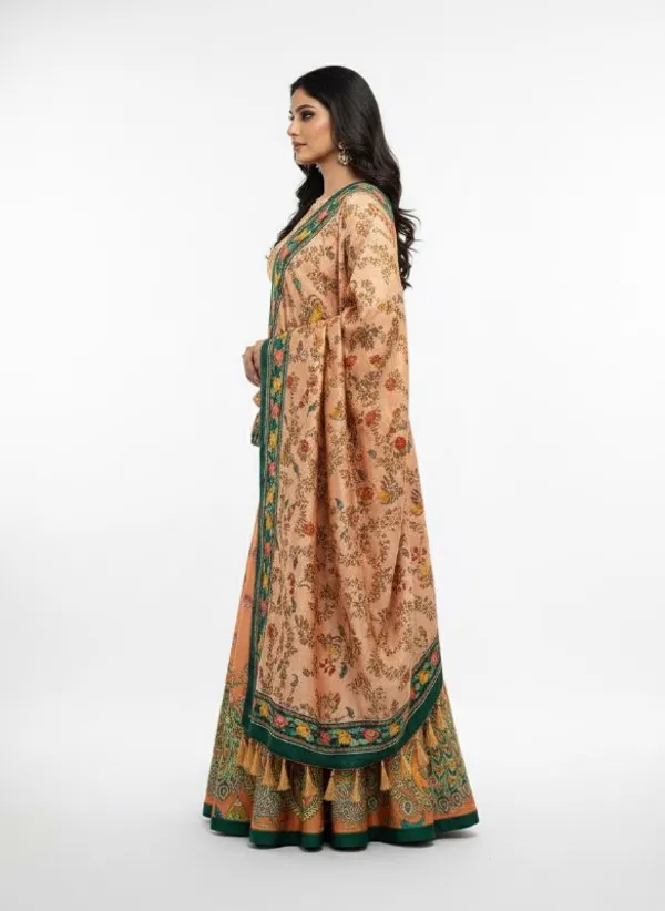 Designer_Light_Orange_Figurative_Print_with_Border_Dola_Silk_Digital_Print_Festive_Lehenga_Choli_For_Women