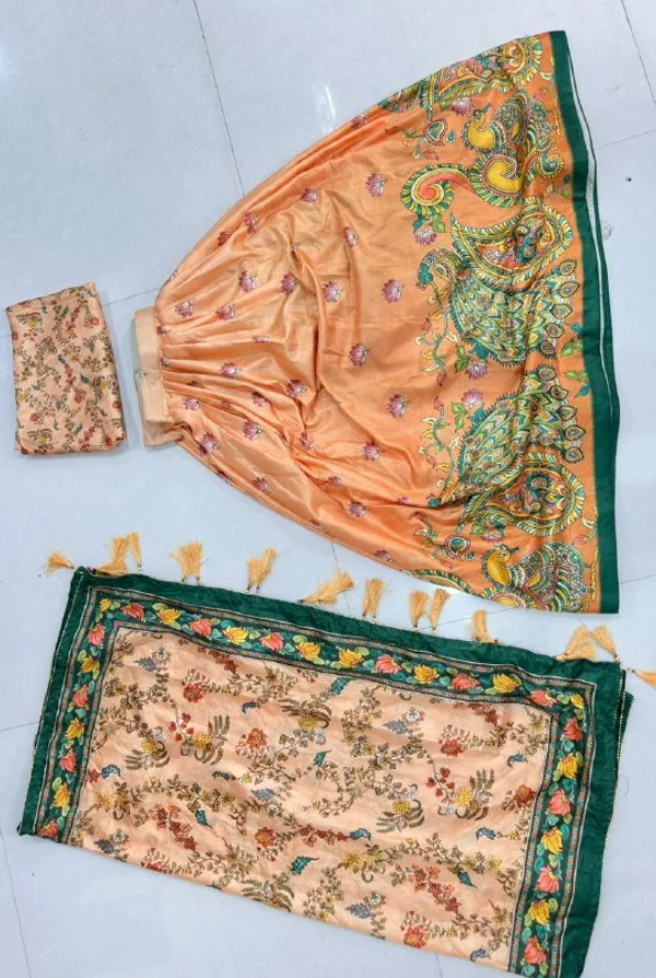 Designer_Light_Orange_Figurative_Print_with_Border_Dola_Silk_Digital_Print_Festive_Lehenga_Choli_For_Women
