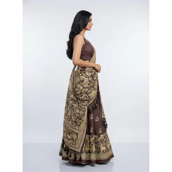 Designer_Brown_Figurative_Print_with_Border_Dola_Silk_Digital_Print_Festive_Lehenga_Choli_For_Women