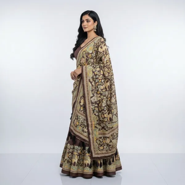 Designer_Brown_Figurative_Print_with_Border_Dola_Silk_Digital_Print_Festive_Lehenga_Choli_For_Women
