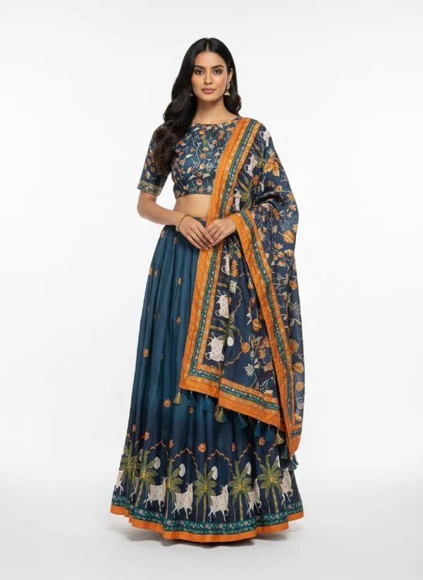 Designer_Navy_Blue_Figurative_Print_Dola_Silk_Digital_Print_Festive_Lehenga_Choli_For_Women