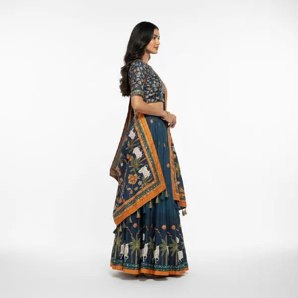 Designer_Navy_Blue_Figurative_Print_Dola_Silk_Digital_Print_Festive_Lehenga_Choli_For_Women
