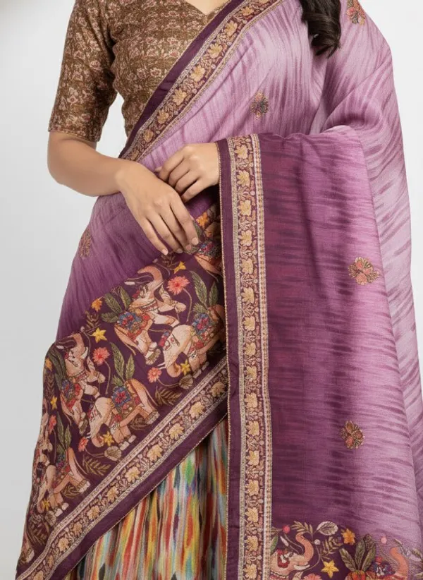 Designer_Multicolour_Vertical_Strokes_and_Floral_Hem_Dola_Silk_Digital_Print_Festive_Lehenga_Choli_For_Women