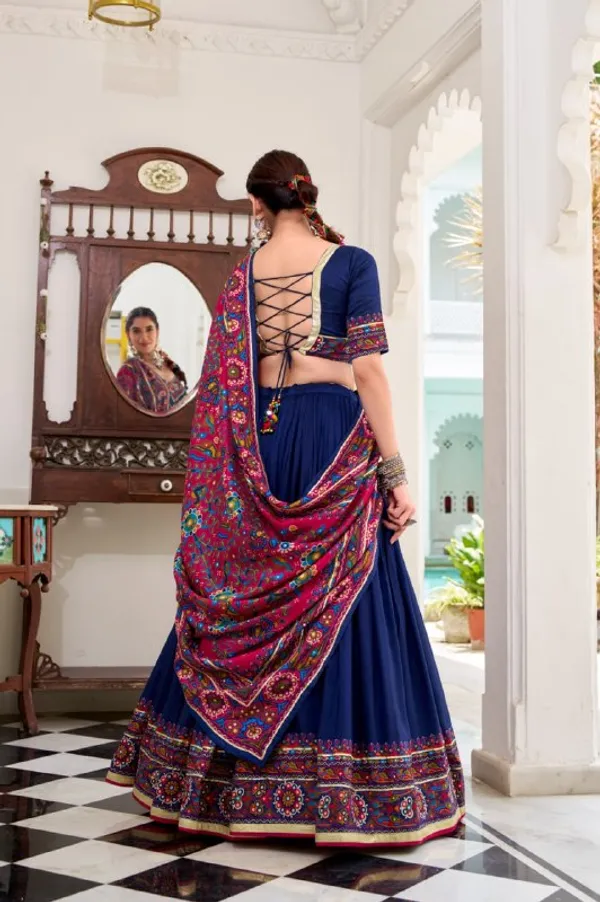 Designer_Navy_Blue_Solid_Body_with_Printed_Border_Dola_Silk_Digital_Print_Festive_Lehenga_Choli_For_Women