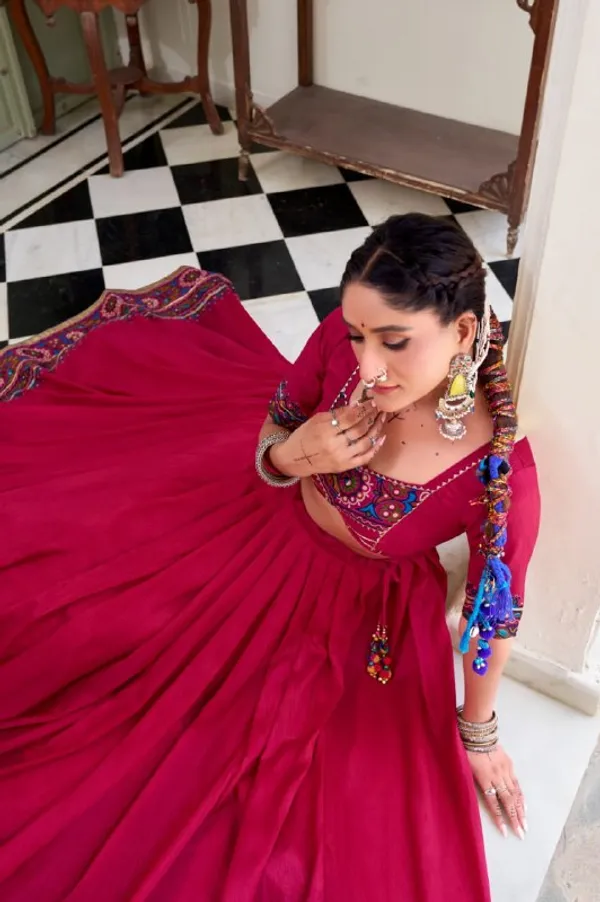 Designer_Rani_Pink_Solid_Body_with_Printed_Border_Dola_Silk_Digital_Print_Festive_Lehenga_Choli_For_Women