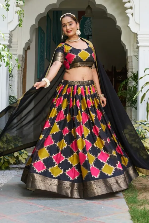 Designer_Multicolour_Diamond_Motifs_Dola_Silk_Digital_Print_Festive_Lehenga_Choli_For_Women