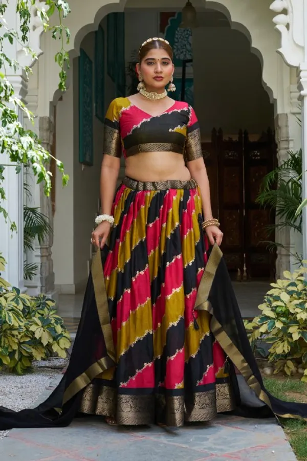 Designer_Multicolour_Diagonal_Stripes_Dola_Silk_Digital_Print_Festive_Lehenga_Choli_For_Women