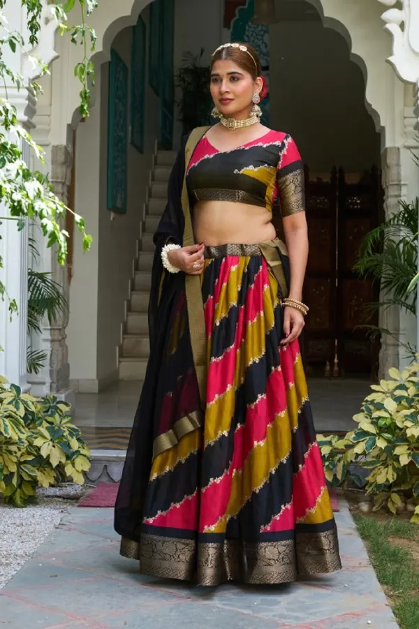 Designer_Multicolour_Diagonal_Stripes_Dola_Silk_Digital_Print_Festive_Lehenga_Choli_For_Women