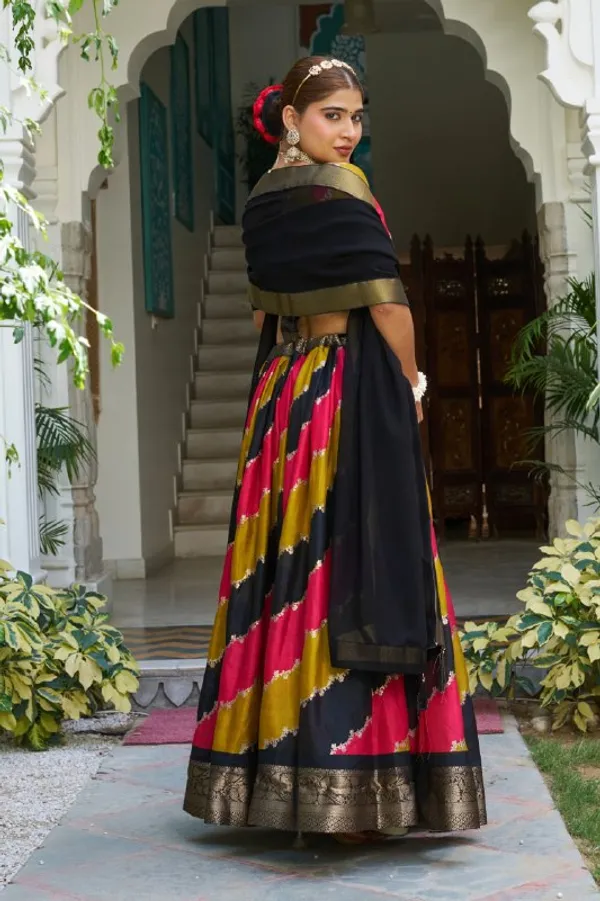 Designer_Multicolour_Diagonal_Stripes_Dola_Silk_Digital_Print_Festive_Lehenga_Choli_For_Women