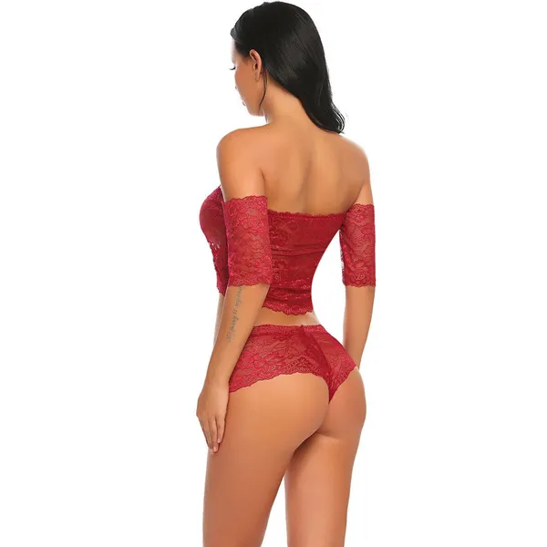 Maroon_Off_Shoulder_Lingerie_Set_For_Women