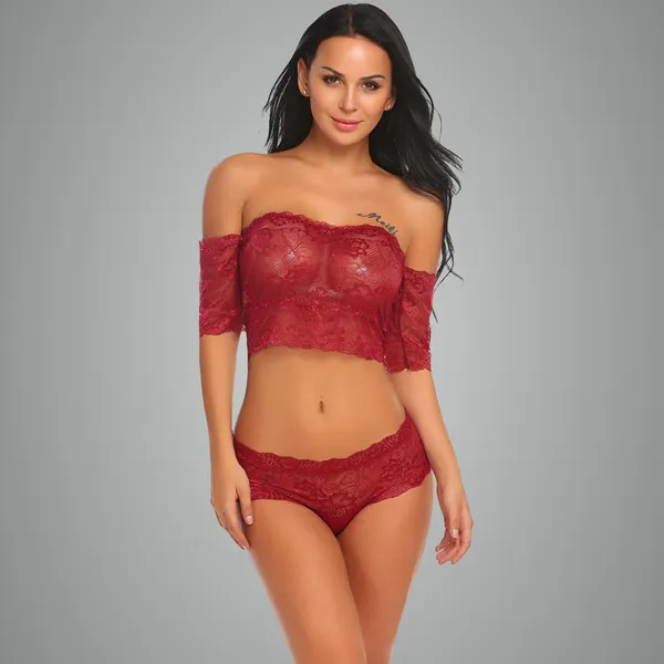 Maroon_Off_Shoulder_Lingerie_Set_For_Women