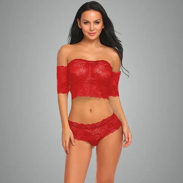 Red_Off_Shoulder_Lingerie_Set_For_Women