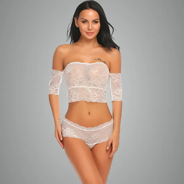 White_Off_Shoulder_Lingerie_Set_For_Women