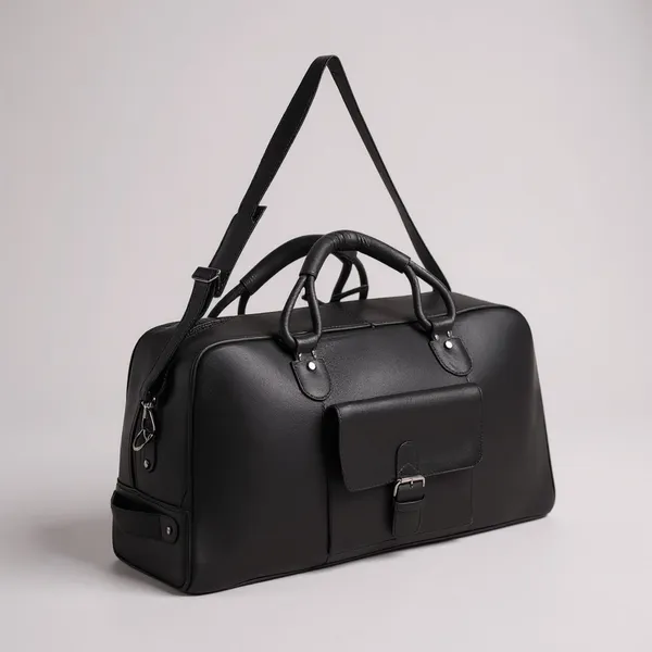 Black_Classic_Leather_Travel_With_Shoulder_Strap_Spacious_Overnight_&_Weekender_Duffel_Bag_For_Men