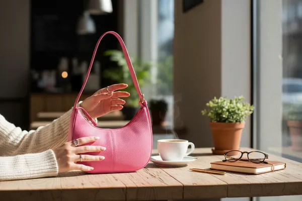 Pink_Pink_Leather_Shoulder_Bag_Trendy_Underarm_Handbag_With_Zipper_Closure_Compact_&_Chic_Everyday_Purse_For_Women
