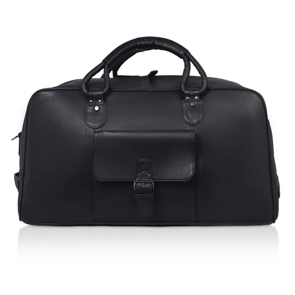 Black_Classic_Leather_Travel_With_Shoulder_Strap_Spacious_Overnight_&_Weekender_Duffel_Bag_For_Men