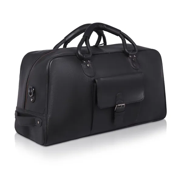 Black_Classic_Leather_Travel_With_Shoulder_Strap_Spacious_Overnight_&_Weekender_Duffel_Bag_For_Men