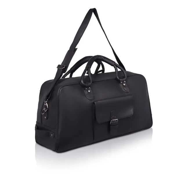 Black_Classic_Leather_Travel_With_Shoulder_Strap_Spacious_Overnight_&_Weekender_Duffel_Bag_For_Men