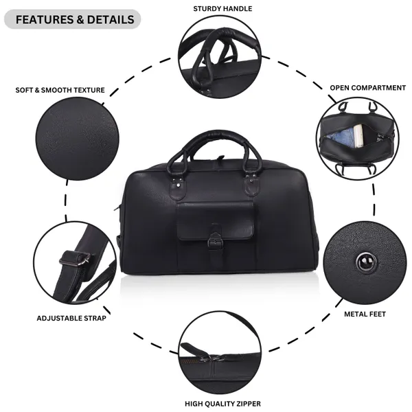 Black_Classic_Leather_Travel_With_Shoulder_Strap_Spacious_Overnight_&_Weekender_Duffel_Bag_For_Men