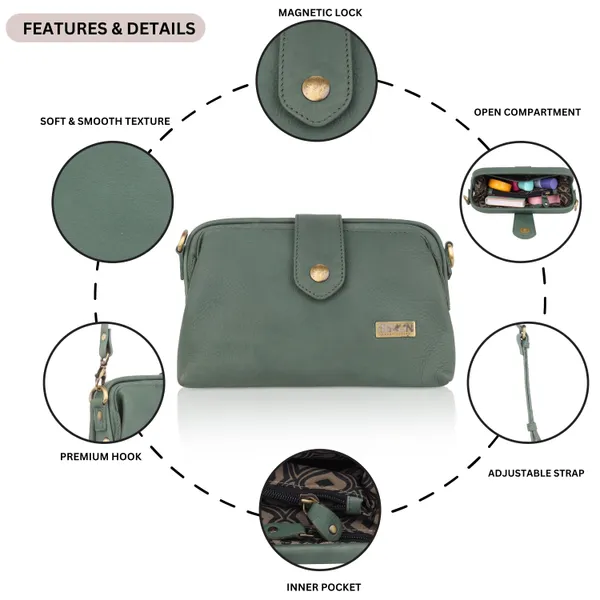 Green_Leather_Compact_With_Vintage_Gold_Detailing_Shoulder_Sling_&_Crossbody_Bag_For_Women