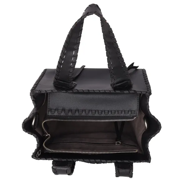 Black_Stylish_Leather_Tote_Handwoven_Design_Shoulder_&_Handbag_For_Women