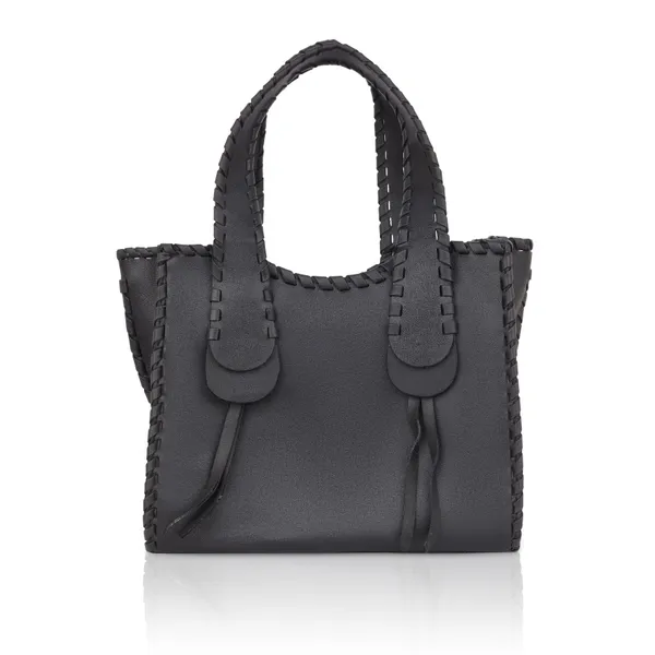 Black_Stylish_Leather_Tote_Handwoven_Design_Shoulder_&_Handbag_For_Women