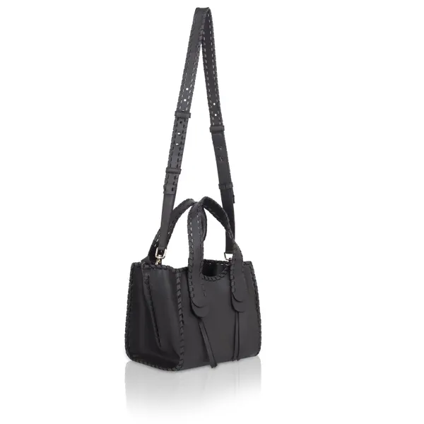 Black_Stylish_Leather_Tote_Handwoven_Design_Shoulder_&_Handbag_For_Women