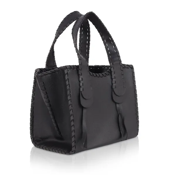 Black_Stylish_Leather_Tote_Handwoven_Design_Shoulder_&_Handbag_For_Women