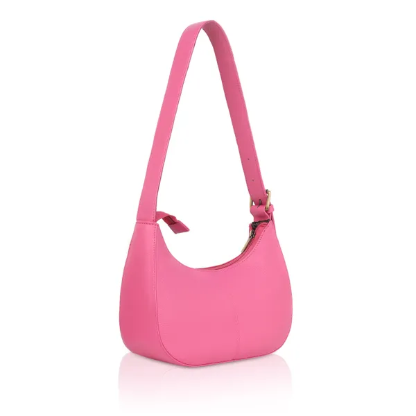Pink_Pink_Leather_Shoulder_Bag_Trendy_Underarm_Handbag_With_Zipper_Closure_Compact_&_Chic_Everyday_Purse_For_Women