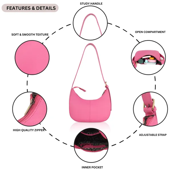 Pink_Pink_Leather_Shoulder_Bag_Trendy_Underarm_Handbag_With_Zipper_Closure_Compact_&_Chic_Everyday_Purse_For_Women
