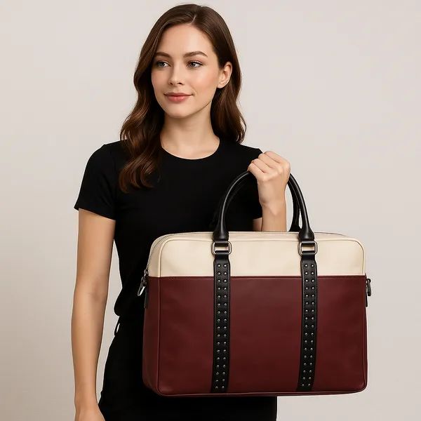 Ladies_Mehroon_Laptop_Bag_–_Premium_Faux_Leather_Professional_Laptop_Tote_for_Women_by_Denion