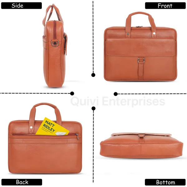 Premium_Tan_Leather_Laptop_Office_Bag_for_Men_|_Half-Flap_Design_with_3_Front_Zipper_Pockets