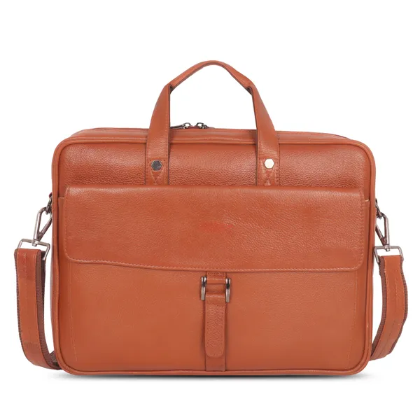 Premium_Tan_Leather_Laptop_Office_Bag_for_Men_|_Half-Flap_Design_with_3_Front_Zipper_Pockets