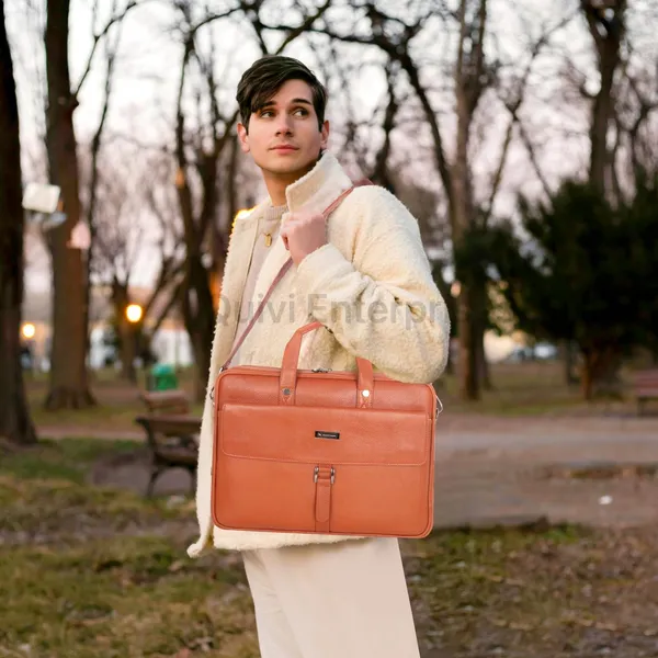 Premium_Tan_Leather_Laptop_Office_Bag_for_Men_|_Half-Flap_Design_with_3_Front_Zipper_Pockets