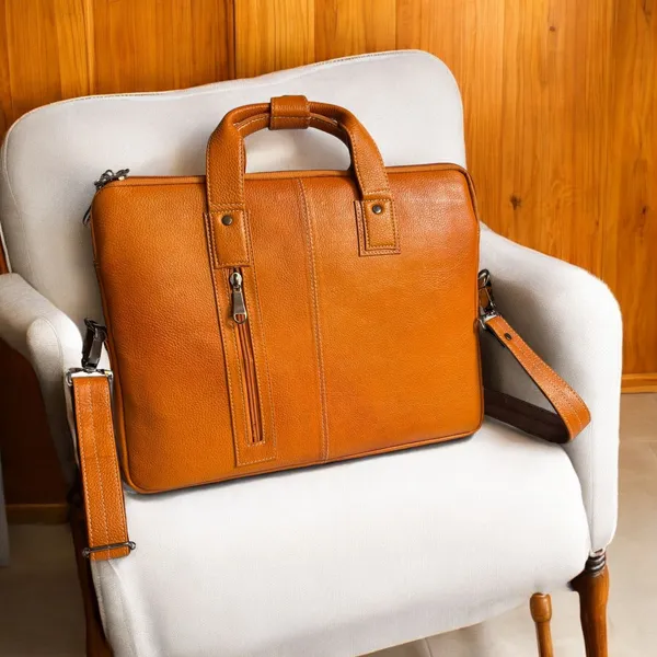 Tan_Genuine_Leather_16-Inch_Laptop_Bag_with_2_Pockets_–_Premium_Office_Bag