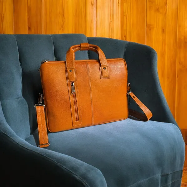 Tan_Genuine_Leather_16-Inch_Laptop_Bag_with_2_Pockets_–_Premium_Office_Bag