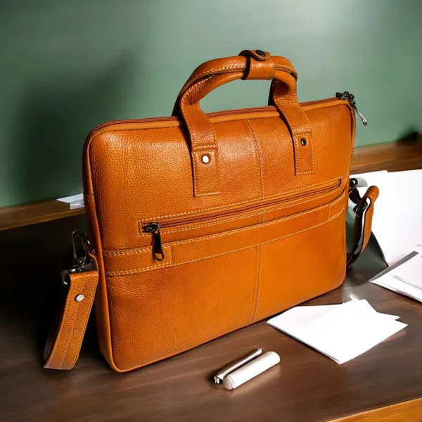 Tan_Genuine_Leather_16-Inch_Laptop_Bag_with_2_Pockets_–_Premium_Office_Bag