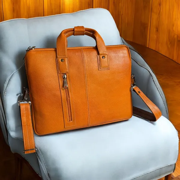 Tan_Genuine_Leather_16-Inch_Laptop_Bag_with_2_Pockets_–_Premium_Office_Bag