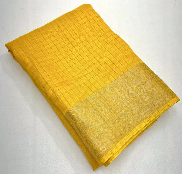 Yellow_Cotton_Silk_Self_Design_&_Printed_&_Animal_Print_&_Checkered_Bollywood_Pure_Regular_Saree_For_Women