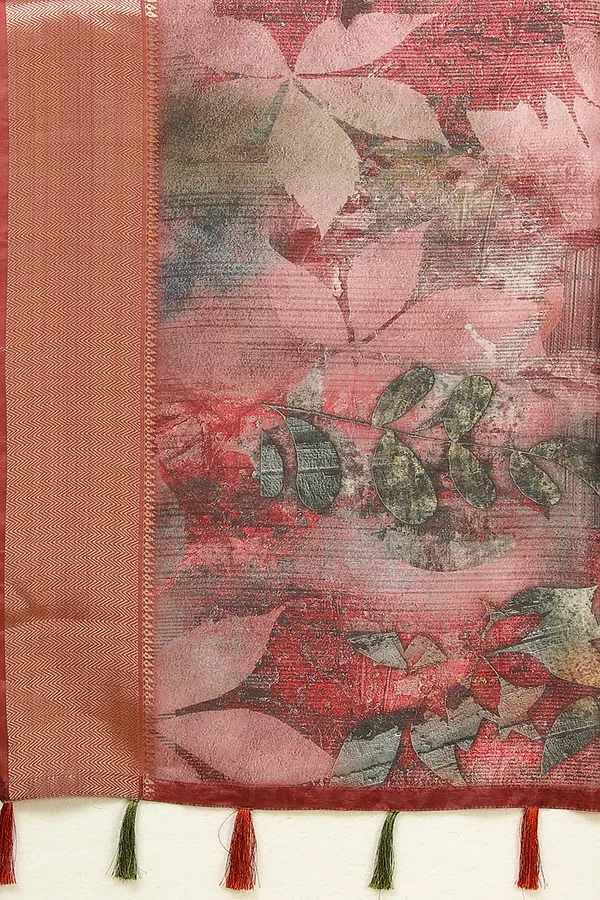 Red_Cotton_Silk_Self_Design_&_Checkered_&_Printed_Madhubani_Blend_Regular_Saree_For_Women