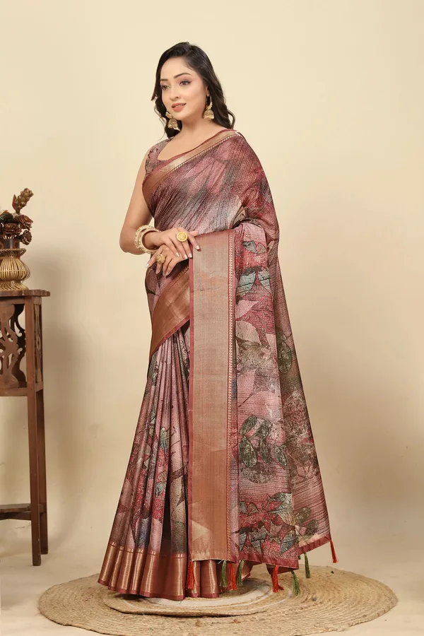 Red_Cotton_Silk_Self_Design_&_Checkered_&_Printed_Madhubani_Blend_Regular_Saree_For_Women