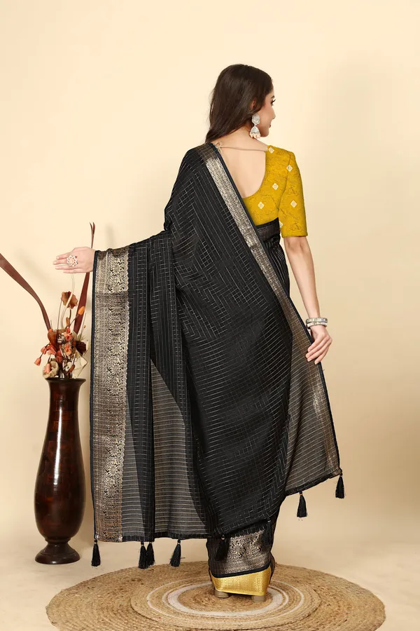 Black_Cotton_Blend_Woven_Kanjivaram_Pure_Regular_Saree_For_Women