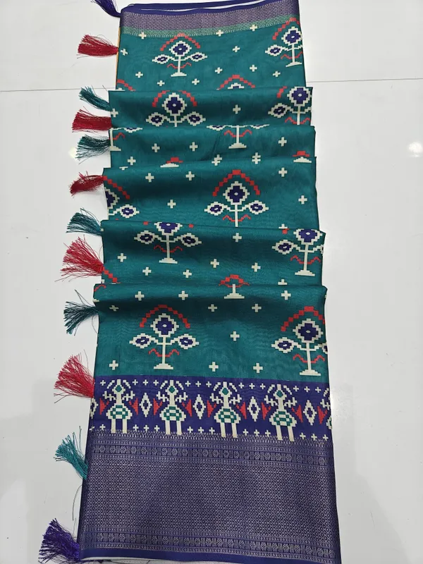 Blue_Cotton_Silk_Printed_Hand_Batik_Pure_Regular_Saree_For_Women