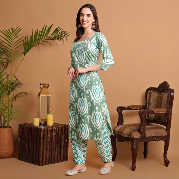 Sea_Green_Pure_Cotton_Kurta_Pant_Dupatta_Set_for_Women_|_Autumn_Hues_Kurta_Set
